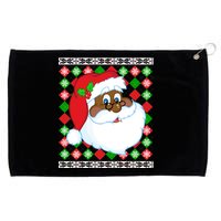 Black Santa Claus Ugly Christmas Sweater Grommeted Golf Towel