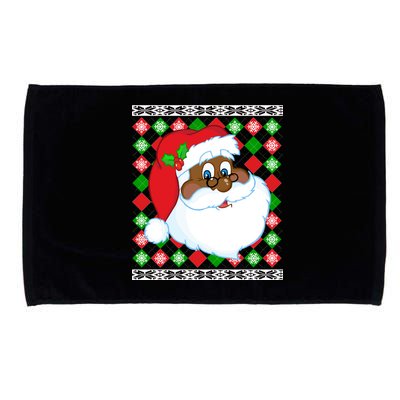 Black Santa Claus Ugly Christmas Sweater Microfiber Hand Towel