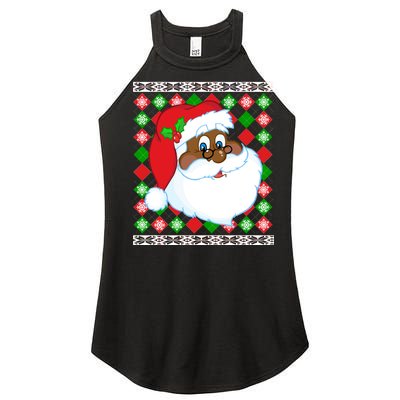 Black Santa Claus Ugly Christmas Sweater Women’s Perfect Tri Rocker Tank