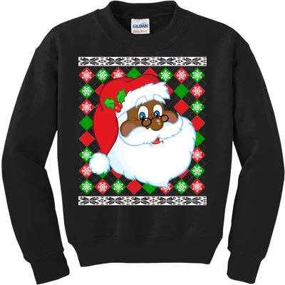 Black Santa Claus Ugly Christmas Sweater Kids Sweatshirt