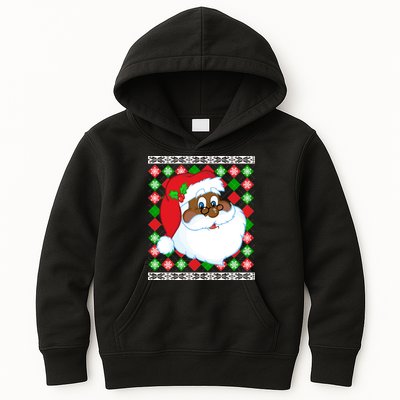 Black Santa Claus Ugly Christmas Sweater Kids Hoodie