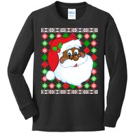 Black Santa Claus Ugly Christmas Sweater Kids Long Sleeve Shirt