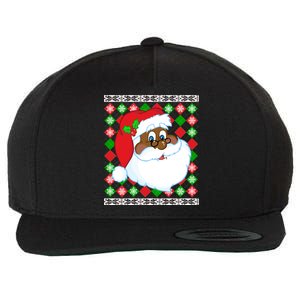 Black Santa Claus Ugly Christmas Sweater Wool Snapback Cap