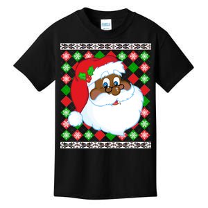 Black Santa Claus Ugly Christmas Sweater Kids T-Shirt