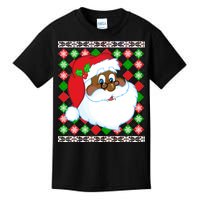 Black Santa Claus Ugly Christmas Sweater Kids T-Shirt