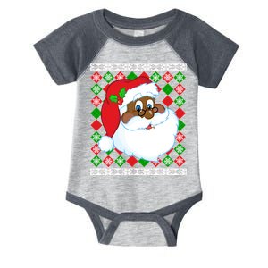 Black Santa Claus Ugly Christmas Sweater Infant Baby Jersey Bodysuit