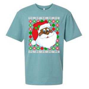 Black Santa Claus Ugly Christmas Sweater Sueded Cloud Jersey T-Shirt