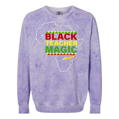 Black Teacher Magic Colorblast Crewneck Sweatshirt