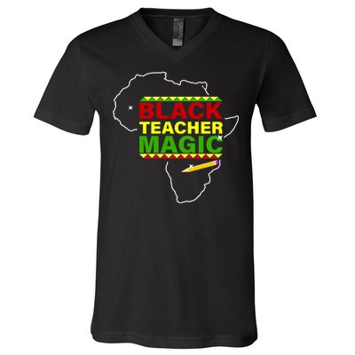 Black Teacher Magic V-Neck T-Shirt