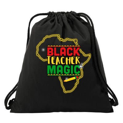 Black Teacher Magic African Pride Drawstring Bag