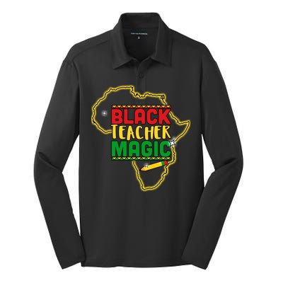 Black Teacher Magic African Pride Silk Touch Performance Long Sleeve Polo