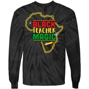 Black Teacher Magic African Pride Tie-Dye Long Sleeve Shirt