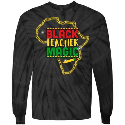 Black Teacher Magic African Pride Tie-Dye Long Sleeve Shirt