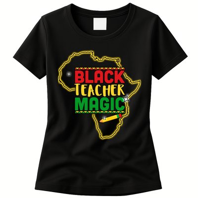Black Teacher Magic African Pride Womens T-Shirt