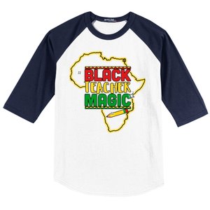 Black Teacher Magic African Pride Baseball Sleeve Shirt