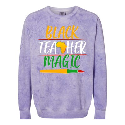 Black Teacher Magic Proud African American Colorblast Crewneck Sweatshirt