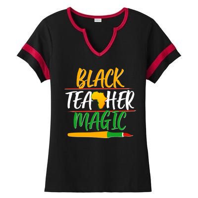 Black Teacher Magic Proud African American Ladies Halftime Notch Neck Tee