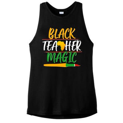 Black Teacher Magic Proud African American Ladies PosiCharge Tri-Blend Wicking Tank