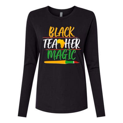 Black Teacher Magic Proud African American Womens Cotton Relaxed Long Sleeve T-Shirt