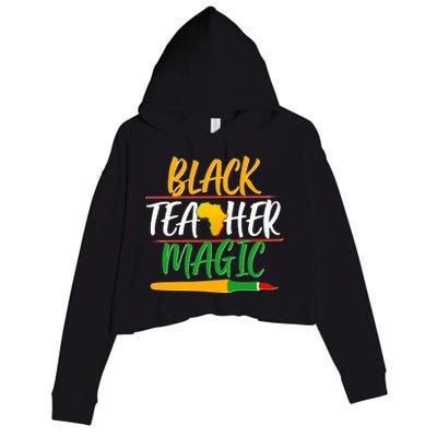 Black Teacher Magic Proud African American Crop Fleece Hoodie