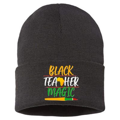 Black Teacher Magic Proud African American Sustainable Knit Beanie