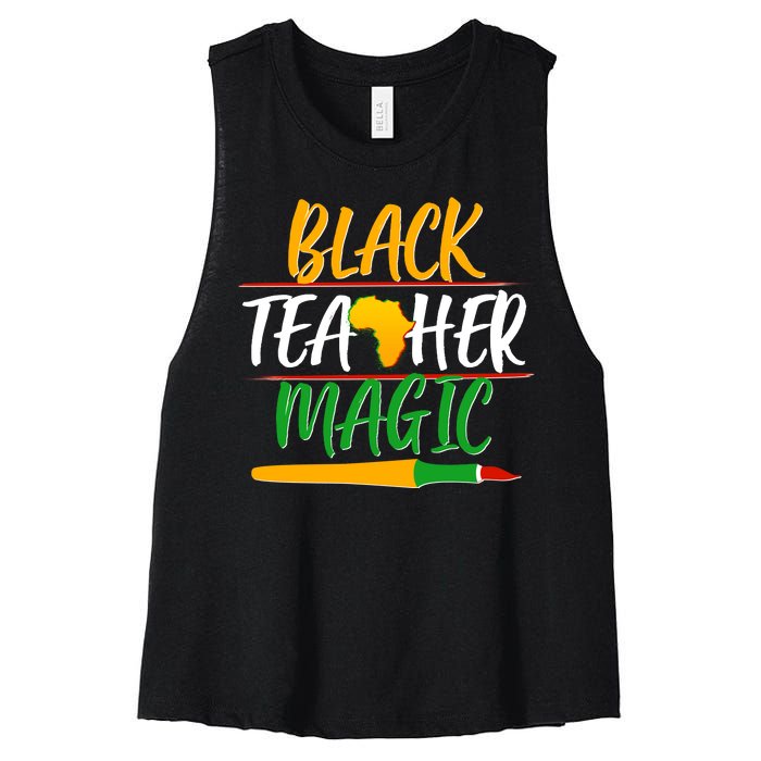 Black Teacher Magic Proud African American Women's Racerback Cropped Tank