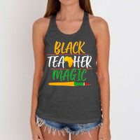 Black Teacher Magic Proud African American Women's Knotted Racerback Tank