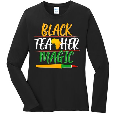 Black Teacher Magic Proud African American Ladies Long Sleeve Shirt