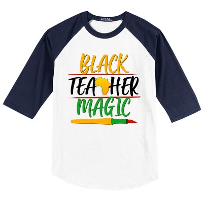 Black Teacher Magic Proud African American Baseball Sleeve Shirt