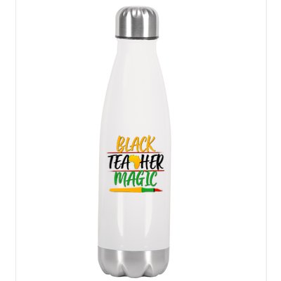 Black Teacher Magic Proud African American Stainless Steel Insulated Water Bottle