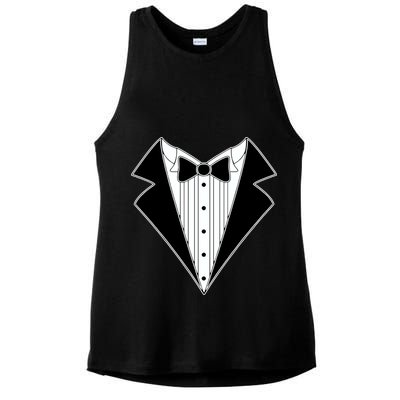 Black Tux Tuxedo Ladies PosiCharge Tri-Blend Wicking Tank