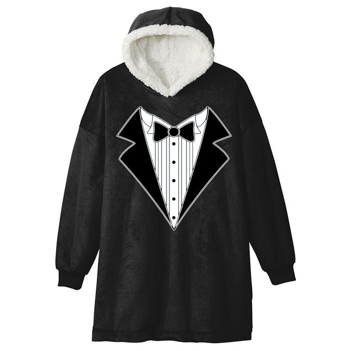 Black Tux Tuxedo Hooded Wearable Blanket