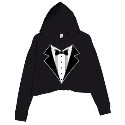 Black Tux Tuxedo Crop Fleece Hoodie