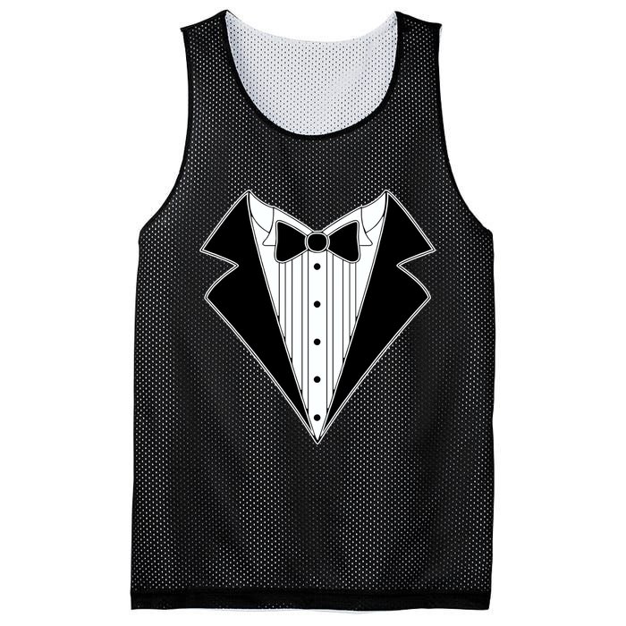 Black Tux Tuxedo Mesh Reversible Basketball Jersey Tank