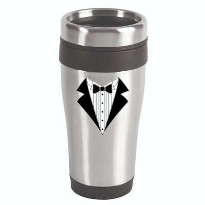 Black Tux Tuxedo 16oz Travel Tumbler
