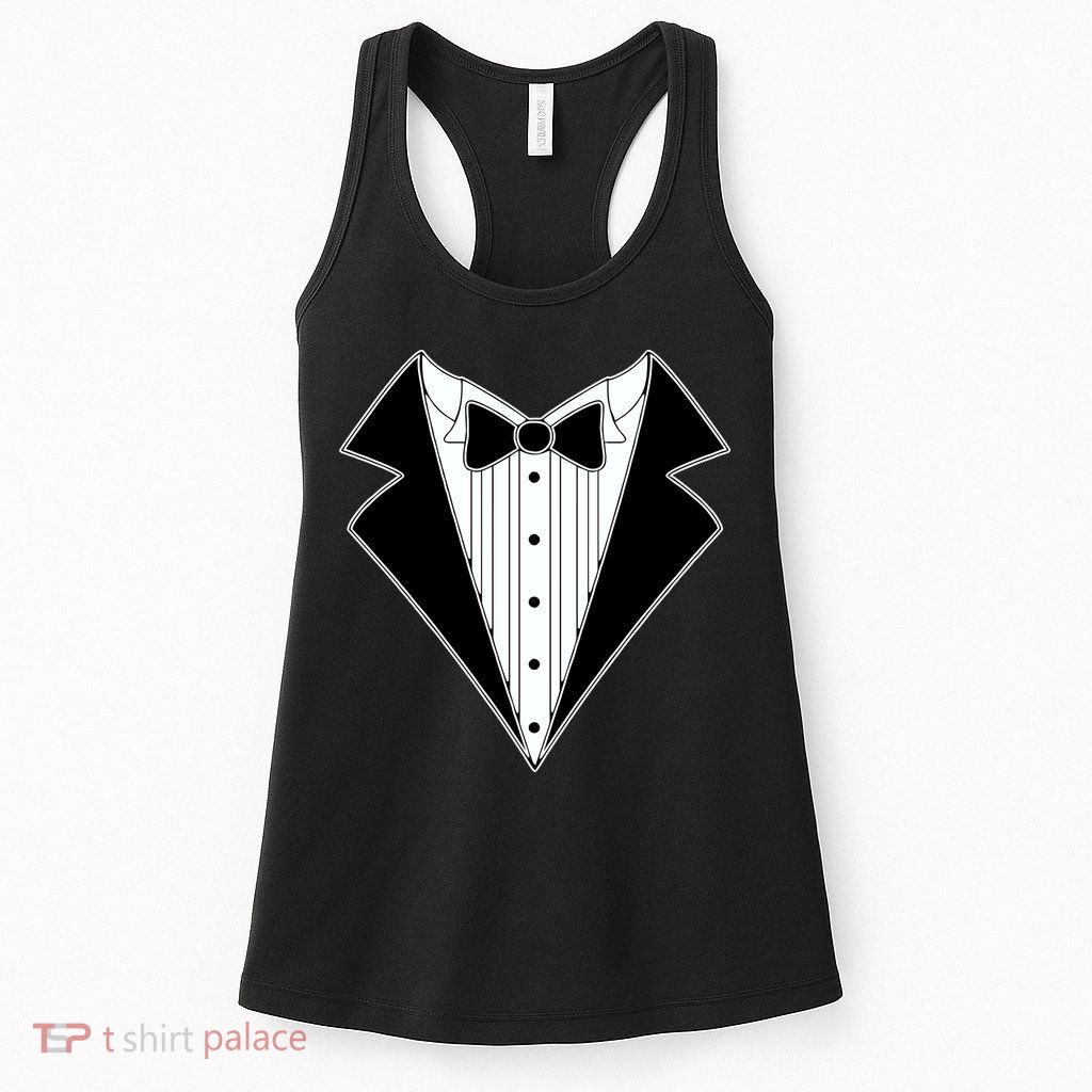 Black Tux Tuxedo Womens Tank Top