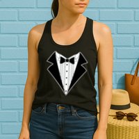 Black Tux Tuxedo Womens Tank Top
