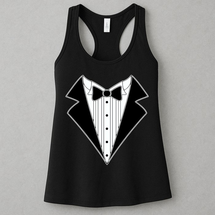 Black Tux Tuxedo Womens Tank Top