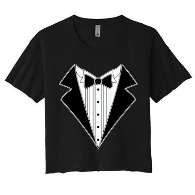 Black Tux Tuxedo Crop Top