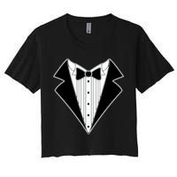 Black Tux Tuxedo Crop Top