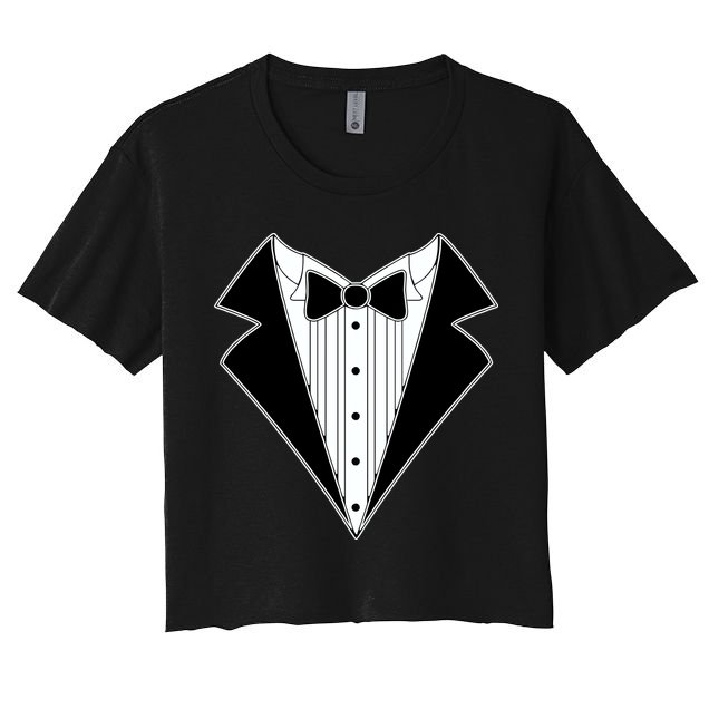 Black Tux Tuxedo Crop Top