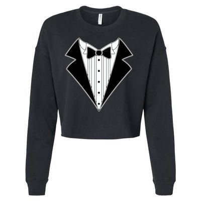 Black Tux Tuxedo Cropped Pullover Crew