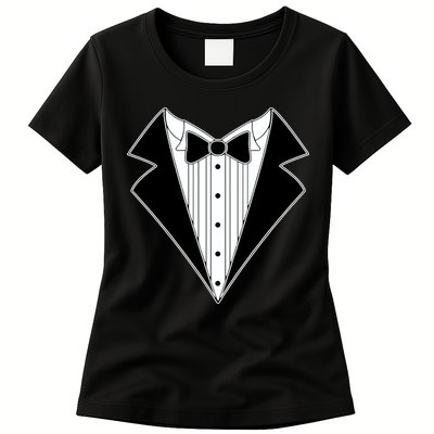 Black Tux Tuxedo Womens T-Shirt
