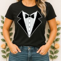 Black Tux Tuxedo Womens T-Shirt