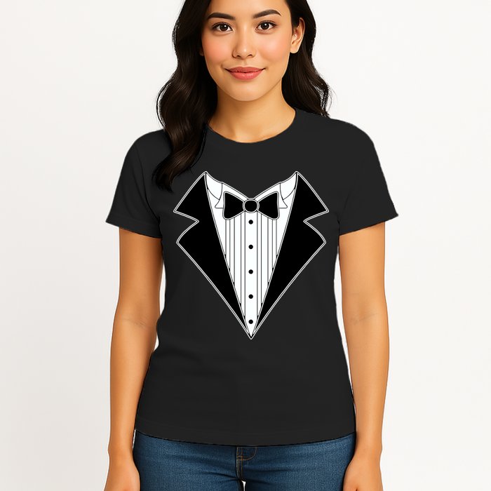 Black Tux Tuxedo Womens T-Shirt