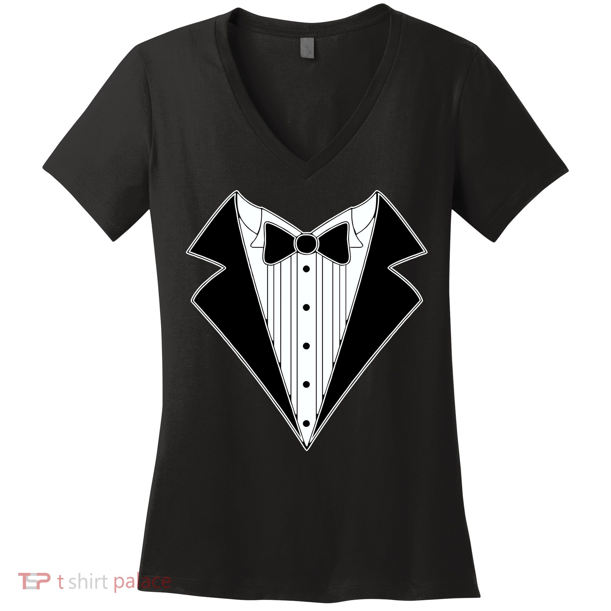 Black Tux Tuxedo Women's V-Neck T-Shirt