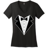 Black Tux Tuxedo Women's V-Neck T-Shirt