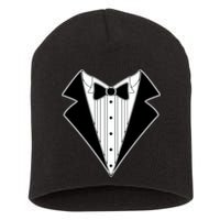 Black Tux Tuxedo Short Acrylic Beanie