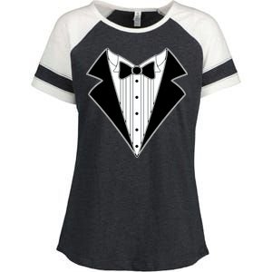 Black Tux Tuxedo Enza Ladies Jersey Colorblock Tee