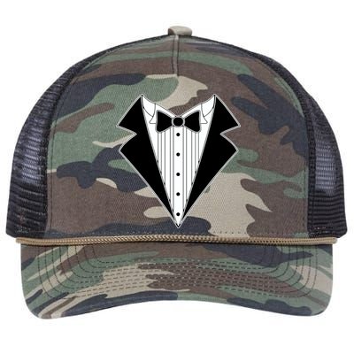 Black Tux Tuxedo Retro Rope Trucker Hat Cap